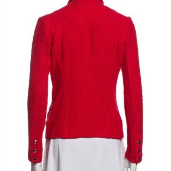 IRO red moto cotton jacket with silver buttons - Picture 3 of 7